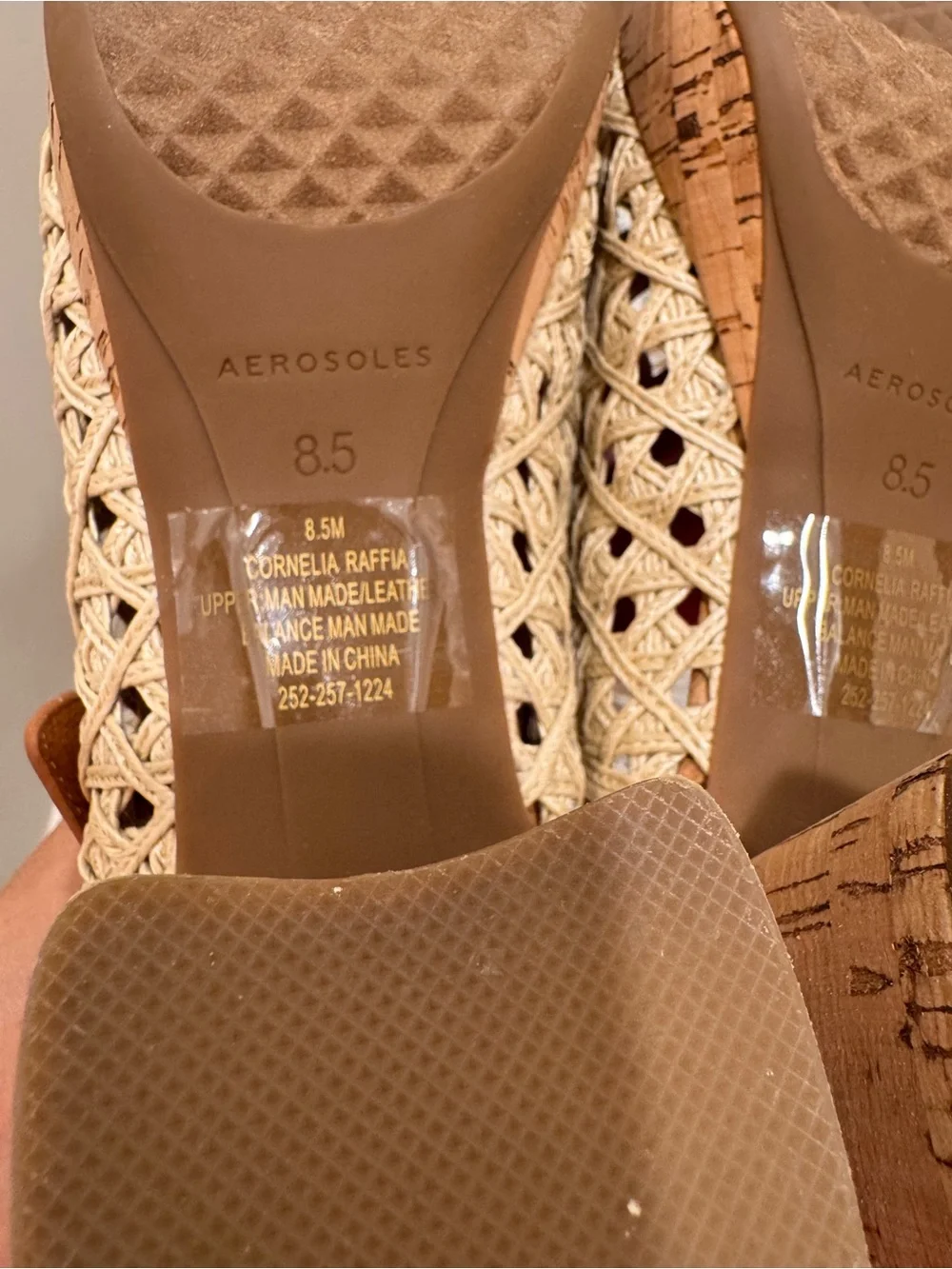 AEROSOLES CORNELIA RAFFIA Cream Woven Slingback Sandals 8.5